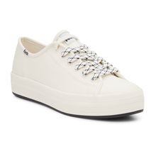 Zapatilla Cuero Mujer Triple Kick Leather Bottom Foxing Stripe Blanco Keds